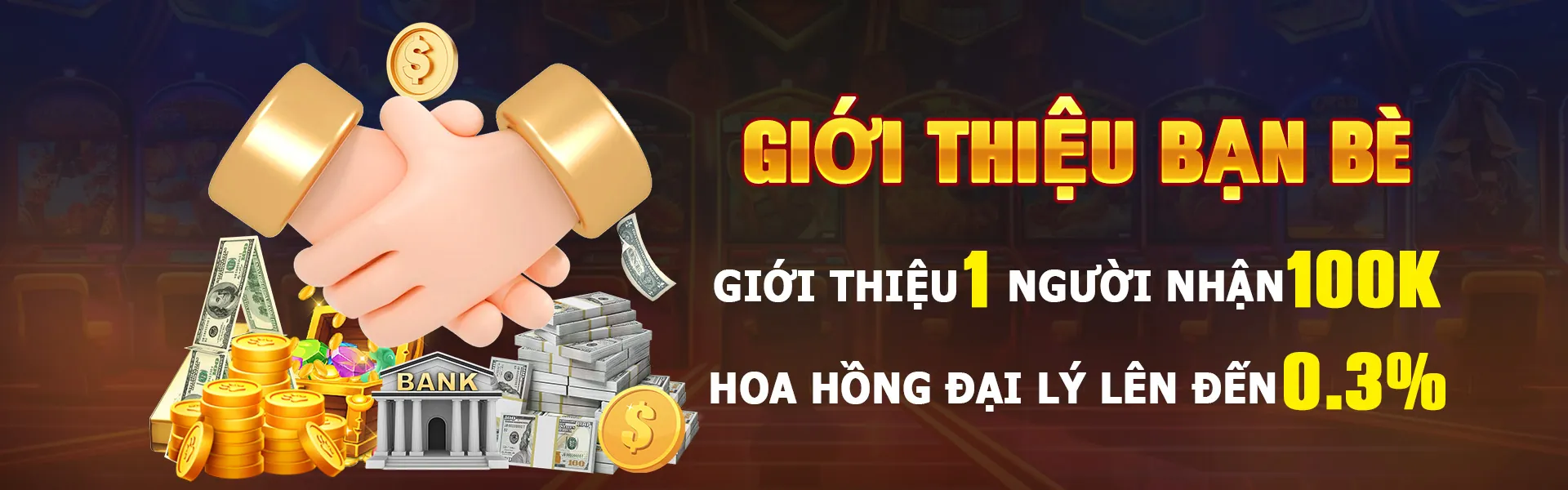 Hình ảnh chương trình giới thiệu bạn bè nhận thưởng tại Lucky 8, với hoa hồng hấp dẫn cho người giới thiệu.
